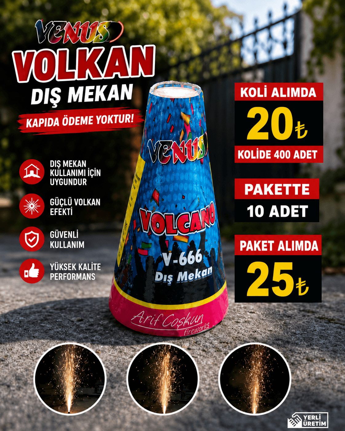 Düğün İçin Toplu Dış Mekan Volkan Paket Alımı - Renkli volkanlar